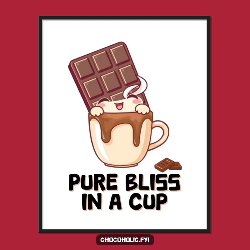 Funny Chocolate Bar Poster: Artful Peek Over a Steaming Mug