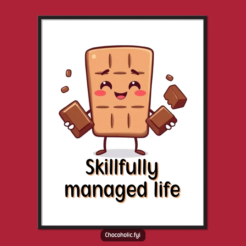 Funny Chocolate Bar Juggling Poster - Whimsical Art for a Playful Atmosphere