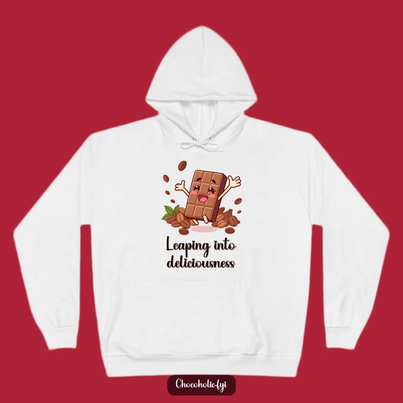 Cozy Funny Leaping Chocolate Bar Hoodie: Warmth & Cocoa Joy Gift