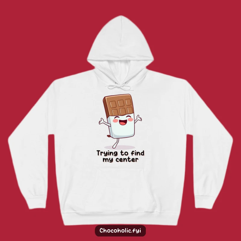 Funny Chocolate Bar Hoodie: Cozy Giggler in Wobbly Yoga Pose