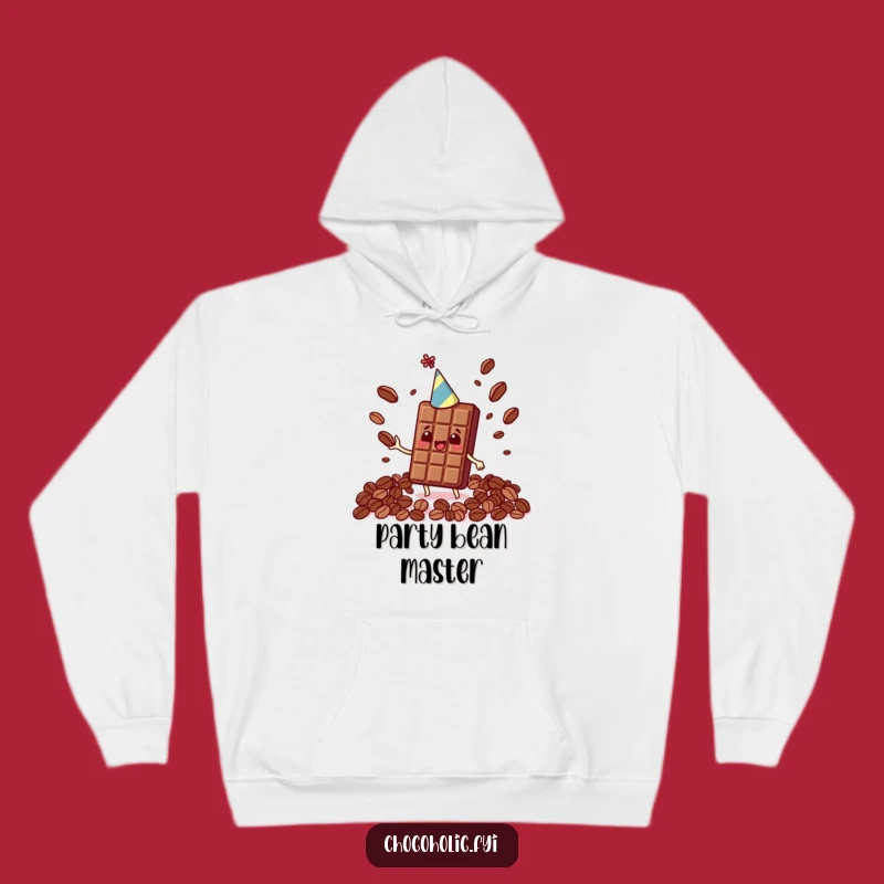 Cozy Funny Kawaii Chocolate Bar Party Hat Hoodie - Juggling Cocoa Bean Warmth