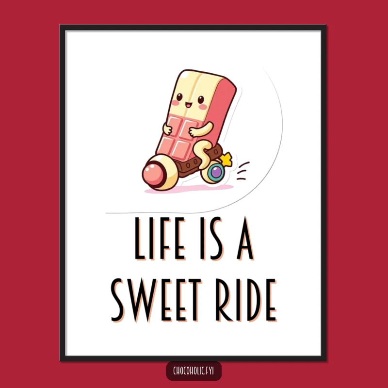 Funny Free Printable Wall Art: Gumball Chocolate Rider! Quirky Downloadable Decor Gift