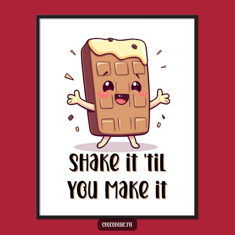 Funny Free Printable Wall Art: Kawaii Chocolate Bar Shimmy Downloadable Art