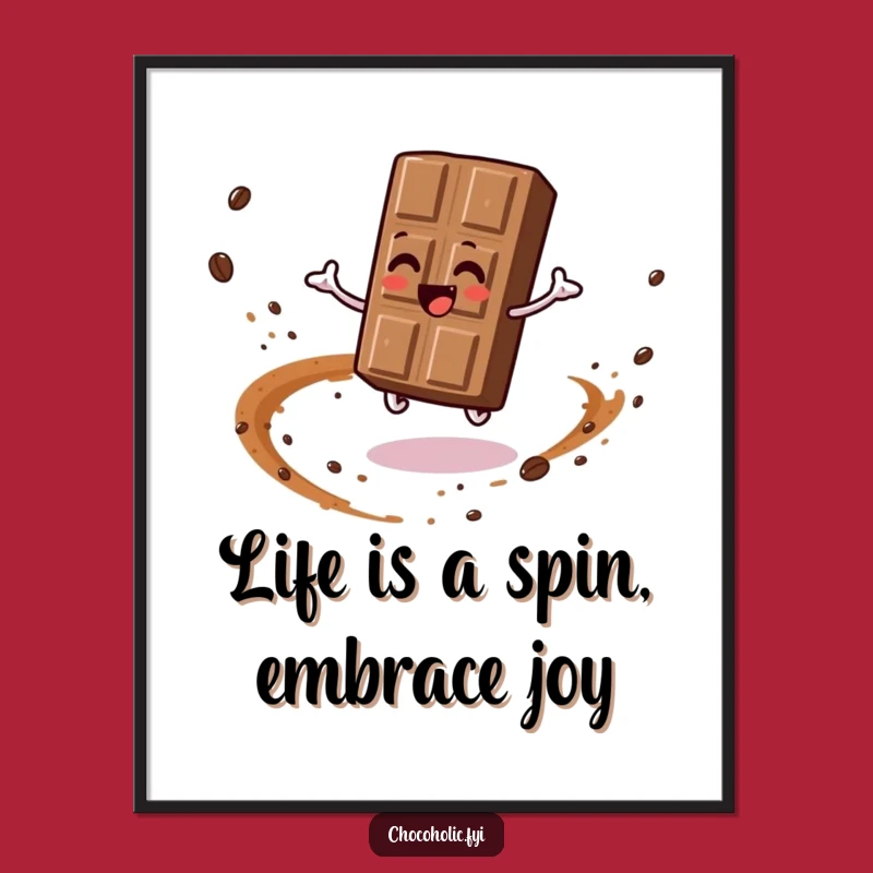 Funny Free Printable Wall Art: Spinning Chocolate Bar - Downloadable Cocoa Dust Decor!