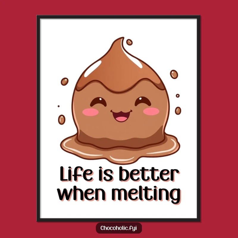 Free Printable Wall Art: Goofy Melting Chocolate Character, Funny Downloadable Decor