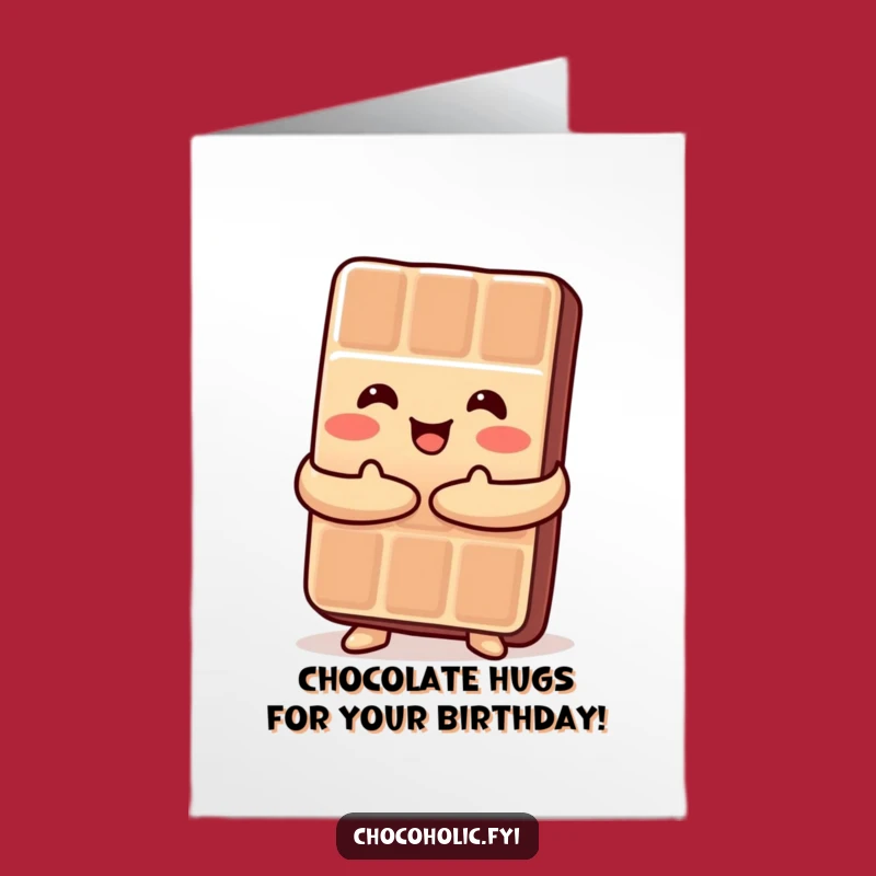 Free Printable Birthday Card: Hugging Chocolate Bar Sweet Funny Downloadable Gift