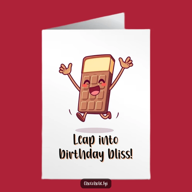 Free Printable Birthday Card: Chocolate Bar Leap - Funny Downloadable Gift!