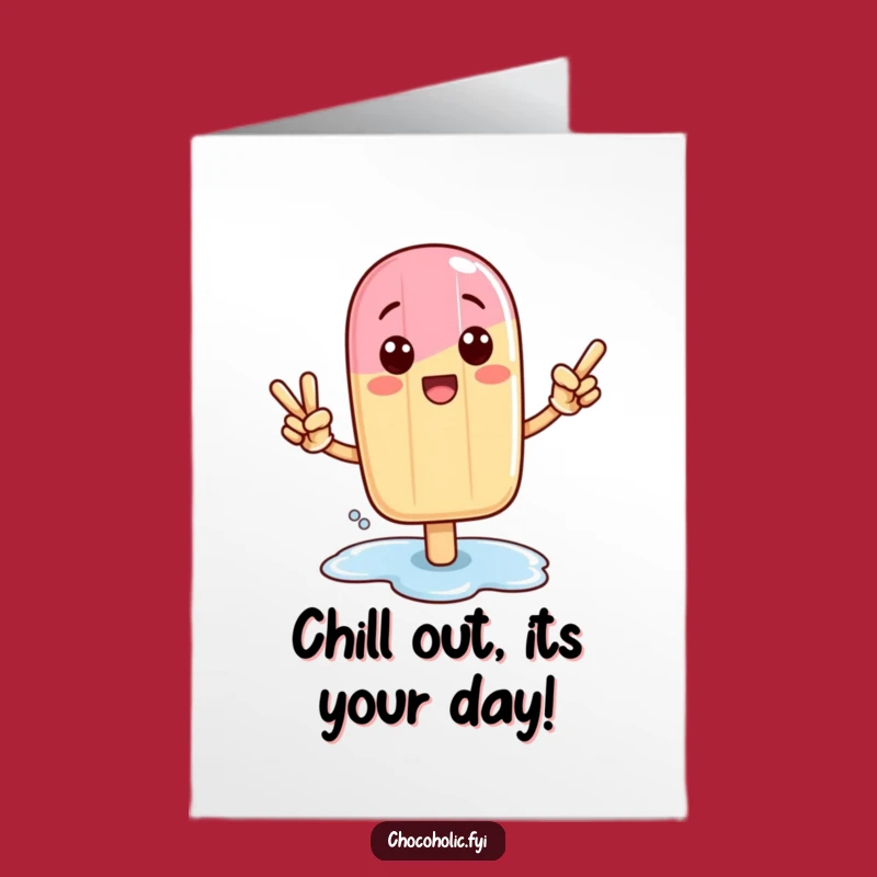 Free Printable Kawaii Popsicle Birthday Card: Funny Victory Pose Yum Downloadable Gift