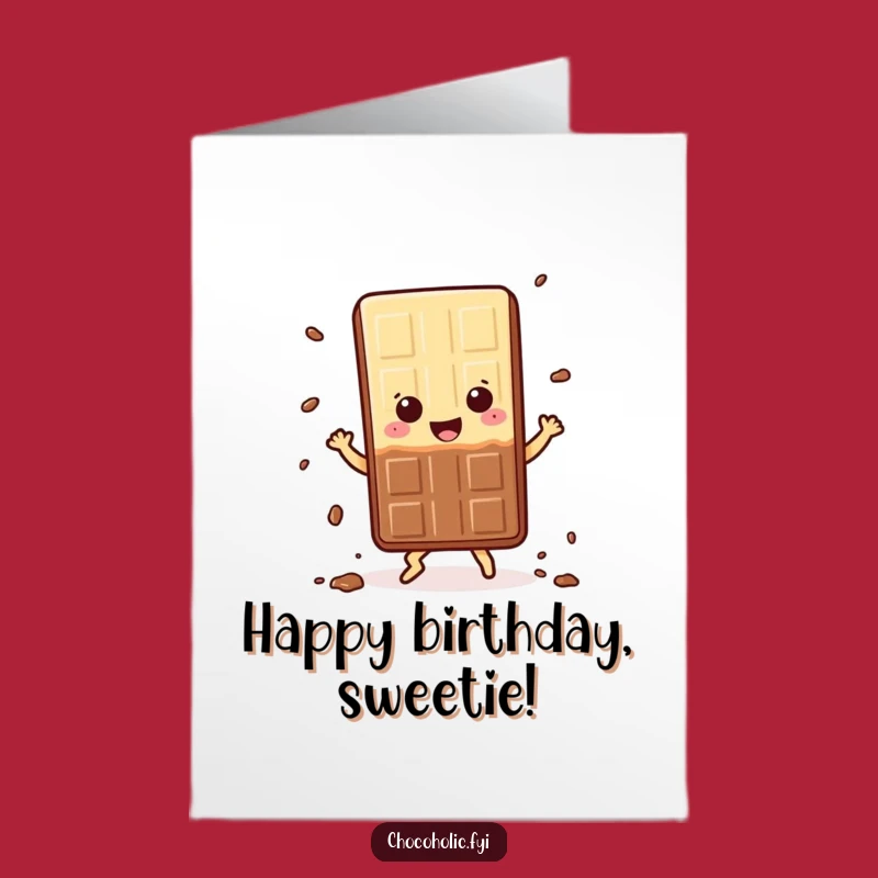 Free Printable Birthday Card: Dancing Chocolate Bar - Happy & Fun