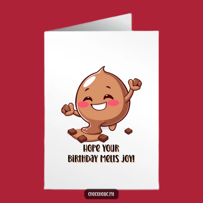Free Printable Birthday Card: Melting Chocolate Blob, Funny Downloadable Gift for Chocoholics
