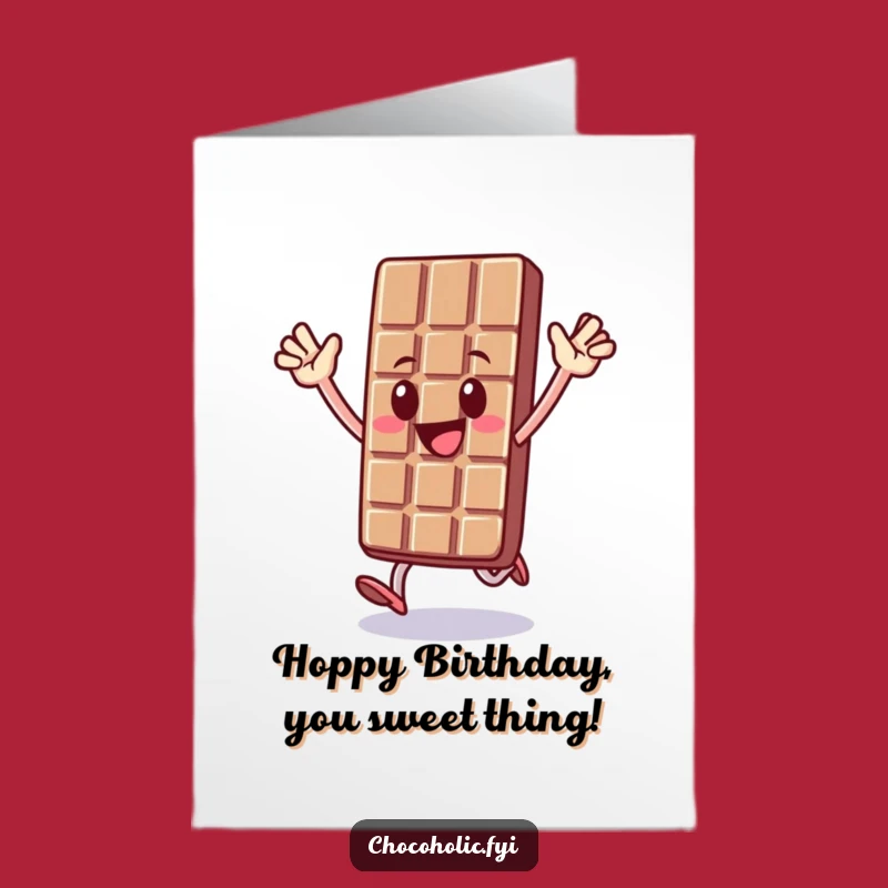 Free Printable Happy Birthday Card Funny Chocolate Character Hop Downloadable Gift
