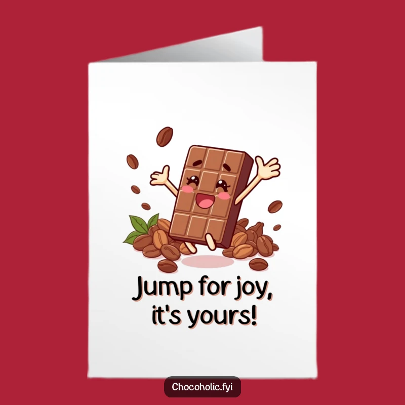 Free Printable Birthday Card: Joyful Chocolate Bar Leap, Fun Downloadable Gift for Celebs