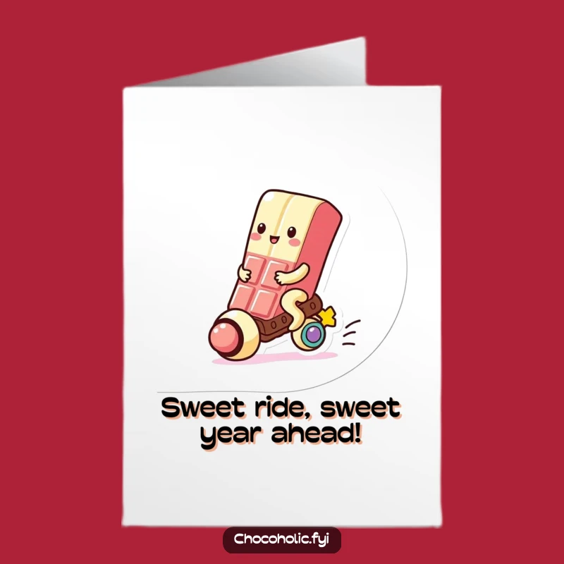 Free Printable Birthday Card: Funny Gumball Riding Chocolate! Perfect Humorous Downloadable Gift