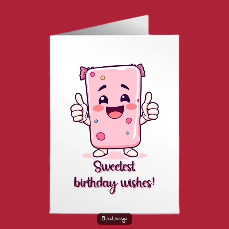 Free Printable Birthday Card: Excited Kawaii Candy Bar Thumbs Up - Funny Downloadable