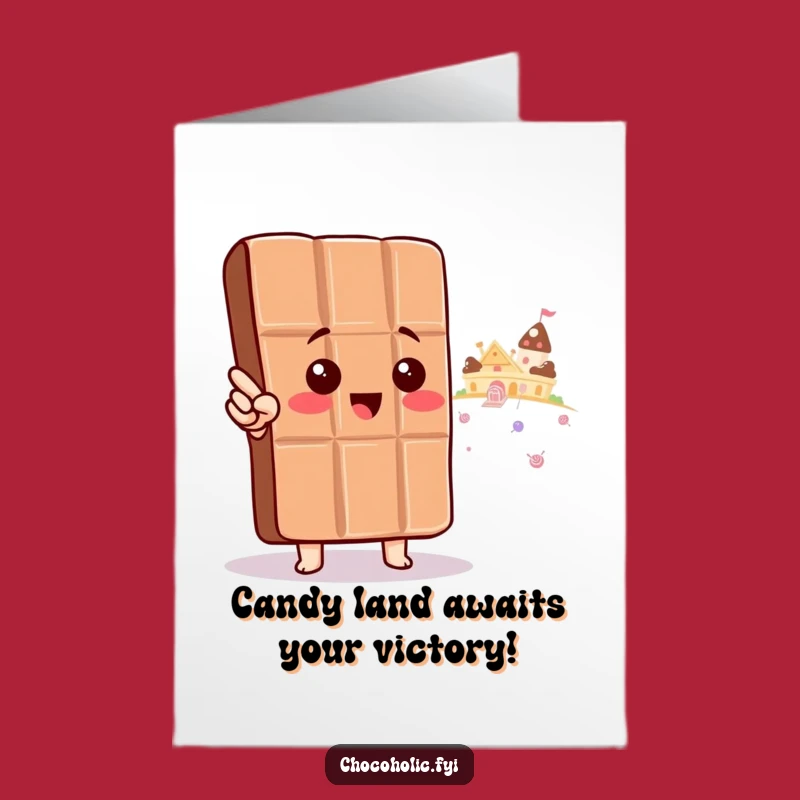 Free Printable Congrats Card: Chocolate Reaches Candy Land! Unique Humorous Downloadable Gift