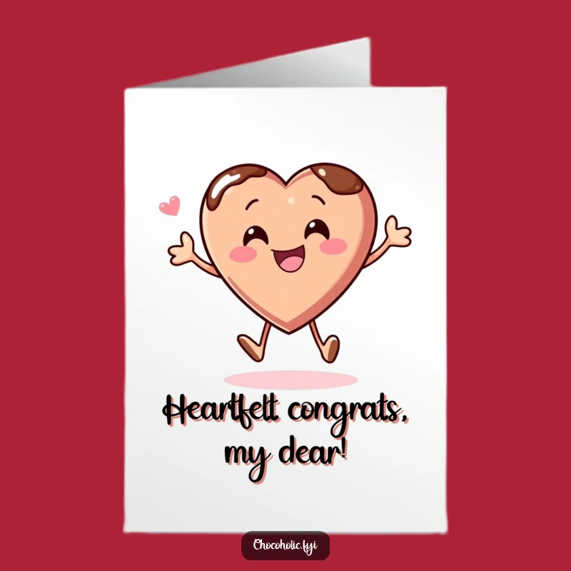 Free Printable Congrats Card: Bouncy Chocolate Heart, Funny Downloadable Celebration