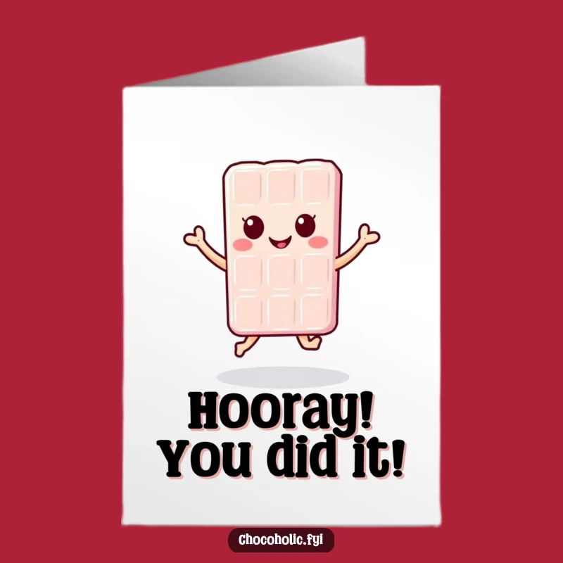 Free Printable Congrats Card: Kawaii Chocolate Jump, Funny Downloadable Gift Design