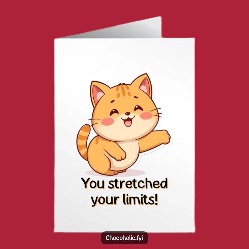 Free Printable Kawaii Caramel Congrats Card: Funny Stretching Yum Downloadable Gift for Any Occasion