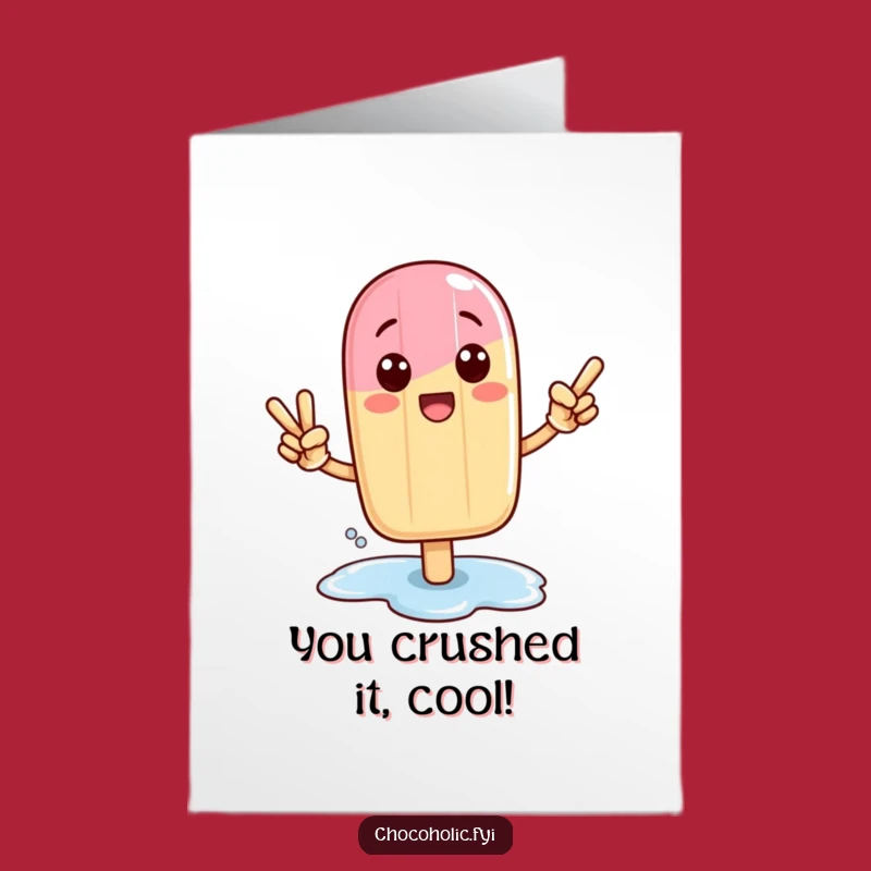 Free Printable Kawaii Popsicle Congrats Card: Funny Victory Pose Yum Downloadable Gift