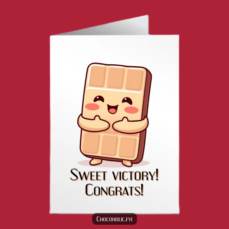 Free Printable Congrats Card: Hugging Chocolate Bar Joy Funny Downloadable Gift