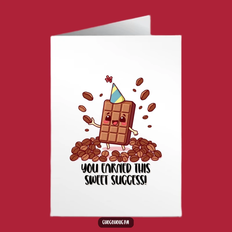 Congrats Free Printable Card: Happy Kawaii Chocolate Bar Juggling Beans, Downloadable Joy!