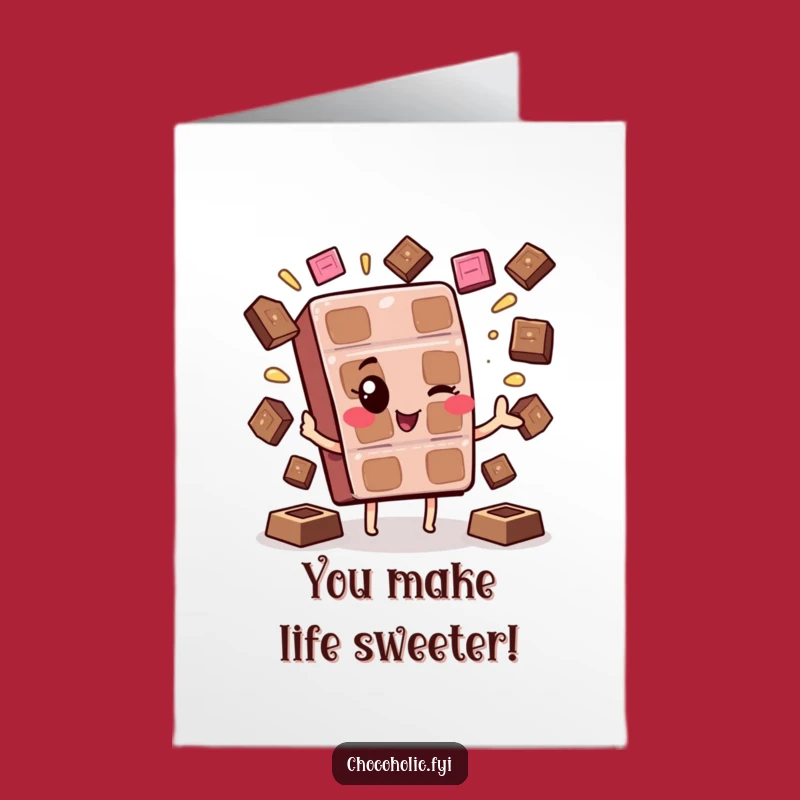 Free Printable Congrats Card: Winking Chocolate Juggler for Your Success