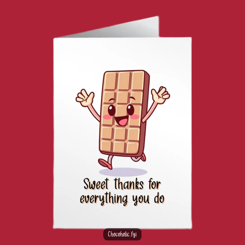 Free Printable Thank You Card Funny Chocolate Character Hop Downloadable Gift