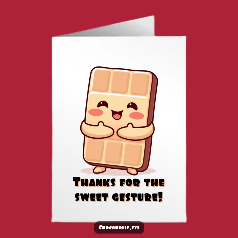 Free Printable Thank You Card: Hugging Chocolate Bar Gratitude Funny Downloadable Gift