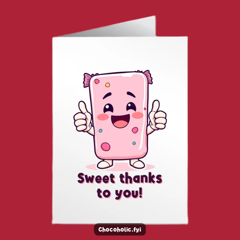 Free Printable Thank You Card: Kawaii Candy Bar's Thumbs Up Thanks - Downloadable