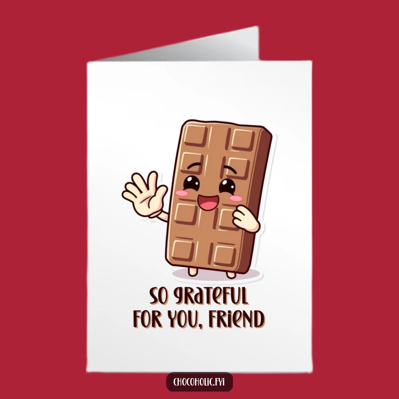 Free Printable Thank You Card: Waving Chocolate Bar, Sweet Downloadable Gift for Appreciation