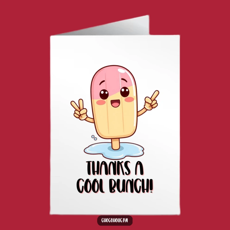 Free Printable Kawaii Popsicle Thank You Card: Funny Victory Pose Yum Downloadable Gift