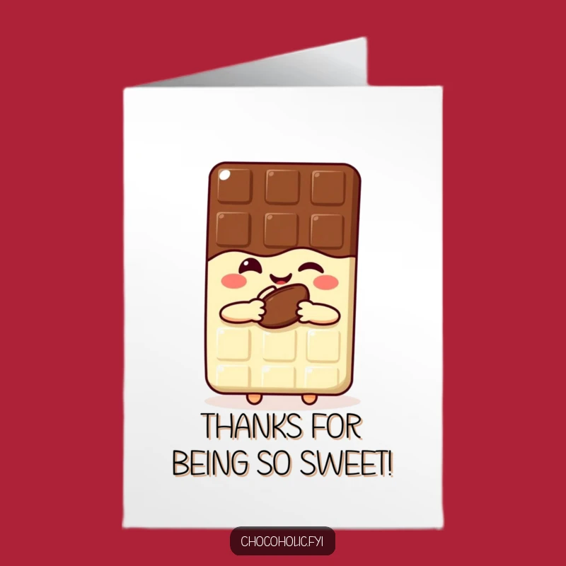 Free Printable Thank You Card: Winking Chocolate Bar, Funny Downloadable Gift for Sweet Gratitude