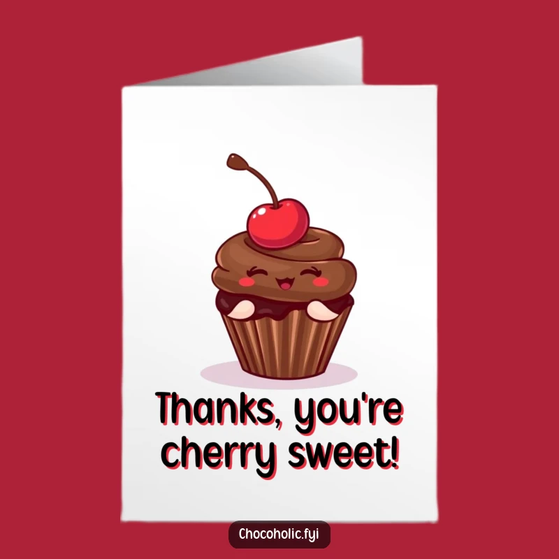 Free Printable Thank You Card Printable: Cupcake Cherry Thanks Downloadable Gift