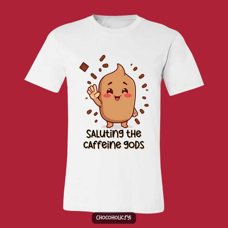 Funny Cocoa Powder Salute T-Shirt: Wear Your Humor with this Silly Chocolate Character Tee