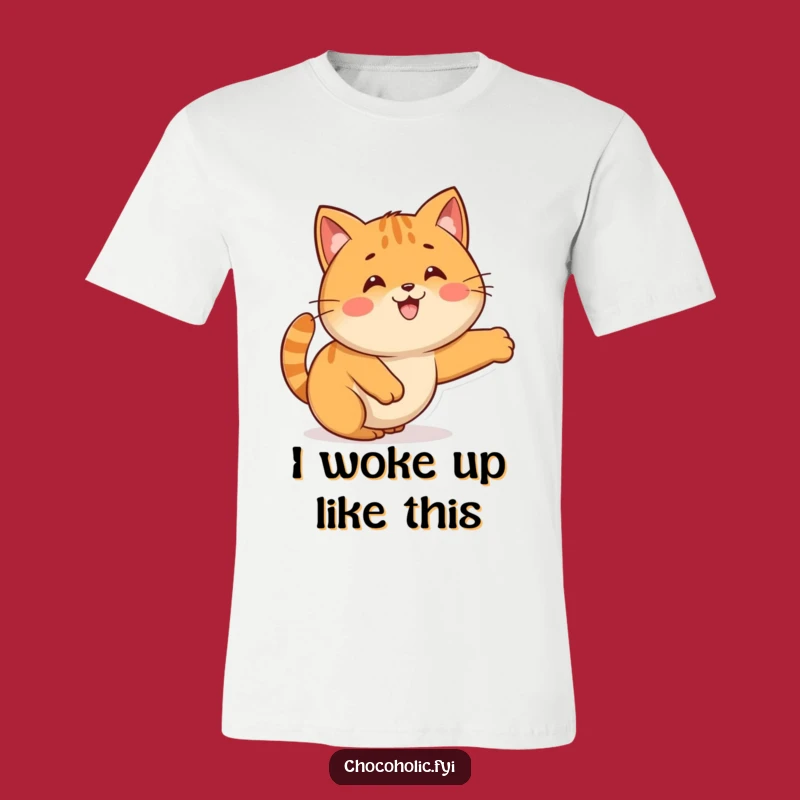 Funny Kawaii Caramel Cat Stretch T-Shirt: Wearable Humor for Sweet Personality Types