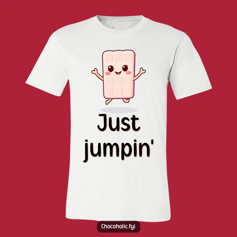 Funny Kawaii Chocolate Bar Jump T-Shirt - Adorable Character Tee