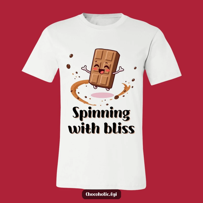 Funny Spinning Chocolate Bar T-Shirt: Express Your Joy with This Cocoa Dust Tee