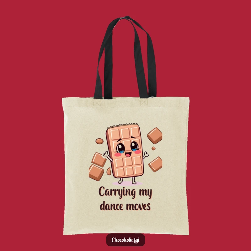 Funny Dancing Chocolate Bar Tote Bag - Silly Eyes, Fun Carryall