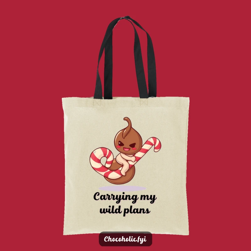 Funny Truffle Candy Cane Tote Bag: Carry Mischief & Sweetness!