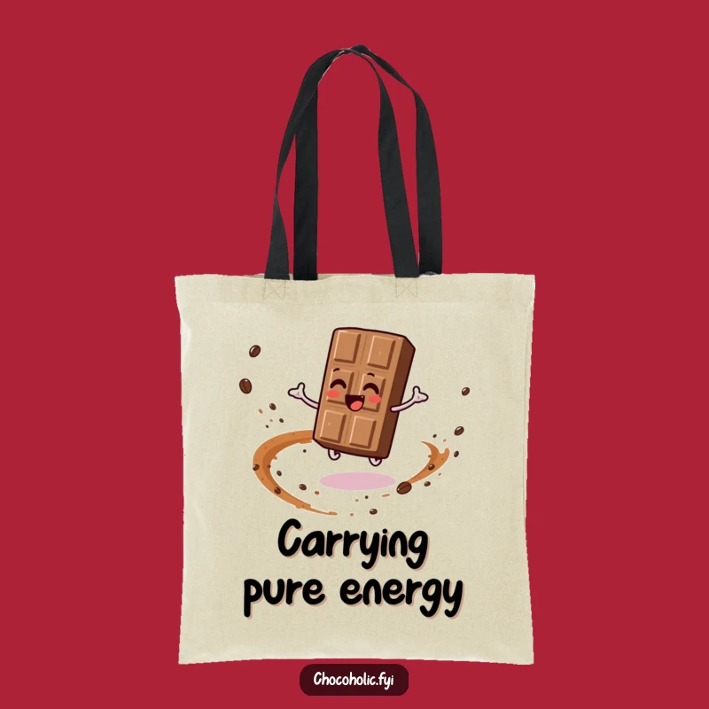Funny Spinning Chocolate Bar Tote Bag: Carry Your Fun with This Cocoa Dust Design
