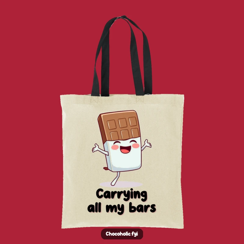Funny Chocolate Bar Tote Bag: Wobbly Yogi's Hilarious Balancing Act