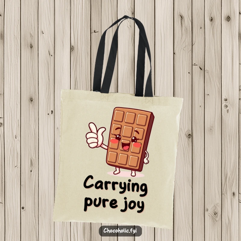 Funny Kawaii Chocolate Thumbs Up Tote Bag: A cute chocolate character giving a joyful thumbs up, perfect for carrying positivity.