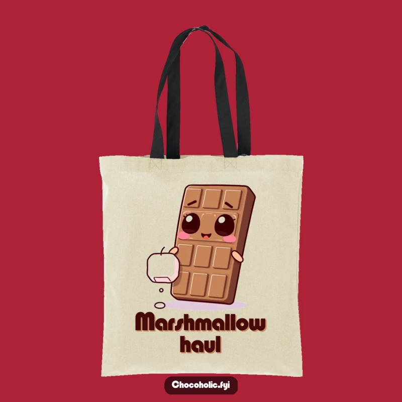 Funny Kawaii Chocolate Bar Marshmallow Tote Bag - Ecstatic Sweet Carryall